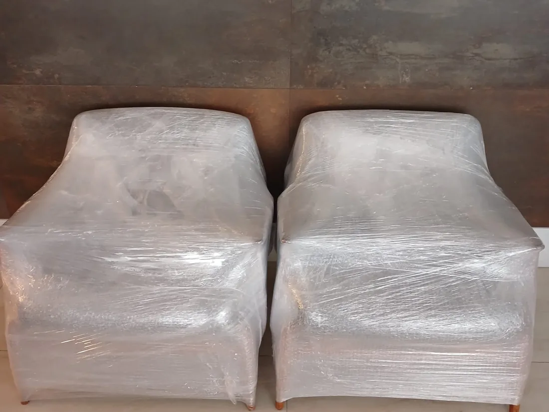 Poltronas embaladas para transporte